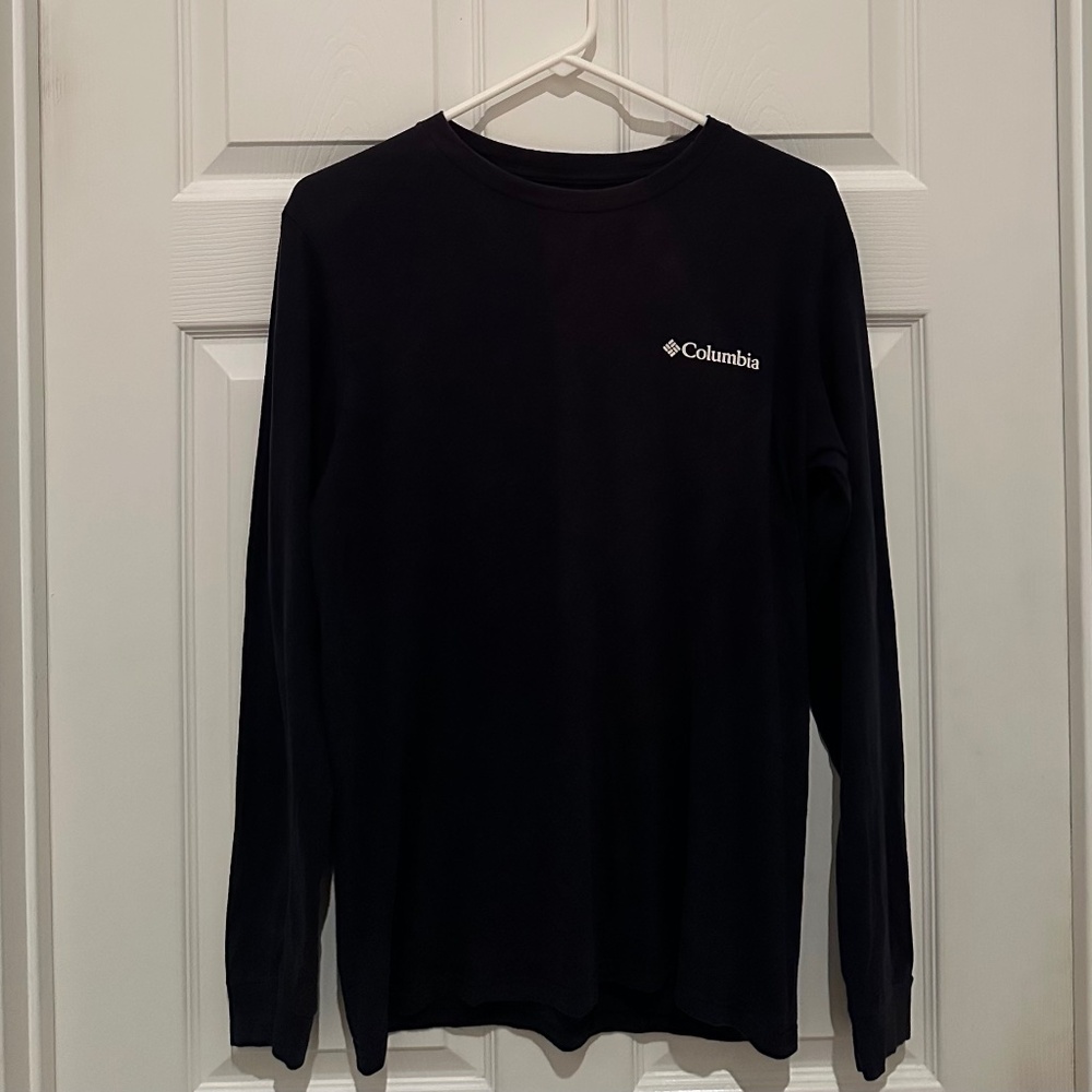 Columbia Mens Long Sleeve T-Shirt Blue Logo Size S  W/ microfiber cloth